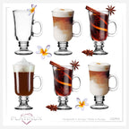 PLATINUX Zestaw szklanek do Irish Coffee z uchem 230ml (6 części) Szklanki do kawy kakao