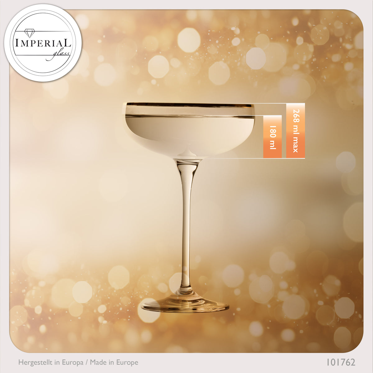 IMPERIAL glass Sektschalen mit Goldrand 270ml Champagnergläser Set 2-Teilig Sektgläser aus Crystalline Glas