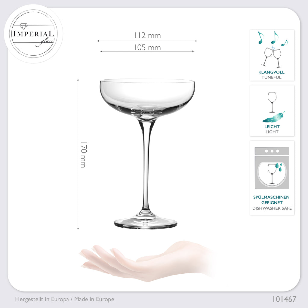 IMPERIAL glass Sektschalen 220ml "Havanna" Champagnergläser Set 2-Teilig Sektgläser aus Crystalline Glas