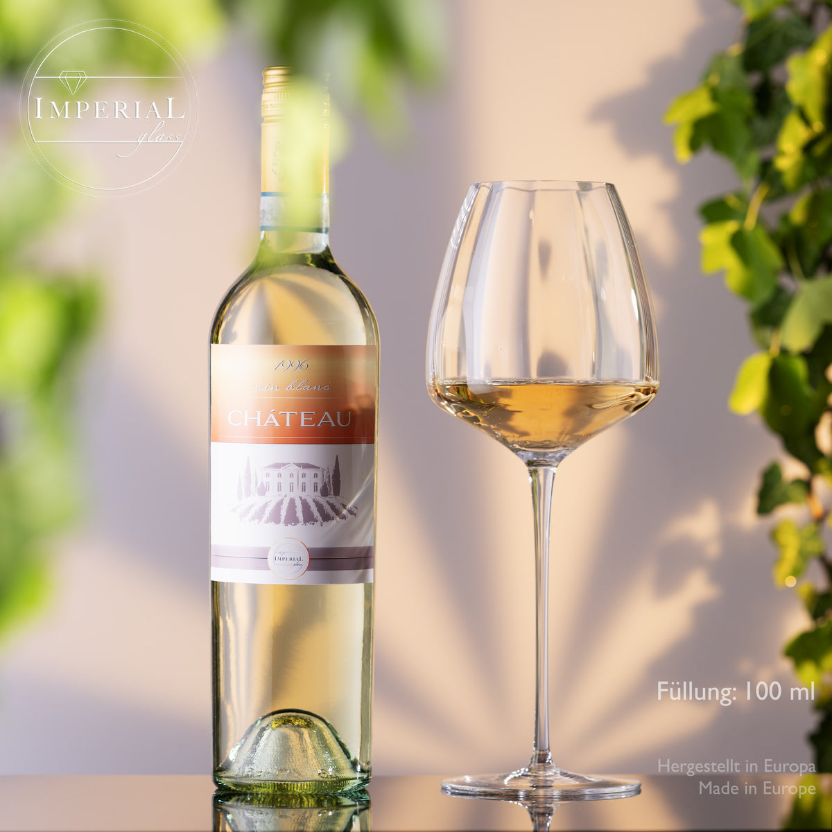 IMPERIAL glass Große Weißweingläser gewellt 650ml Set 2-Teilig "Cali" Bauchige Chardonnaygläser aus Crystalline Glas Handmade