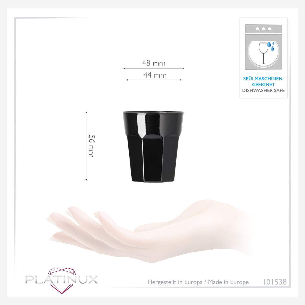PLATINUX Czarne Kieliszki do Wódki Szklane 30ml (max. 40ml) Zestaw 6 sztuk Kieliszki Shot