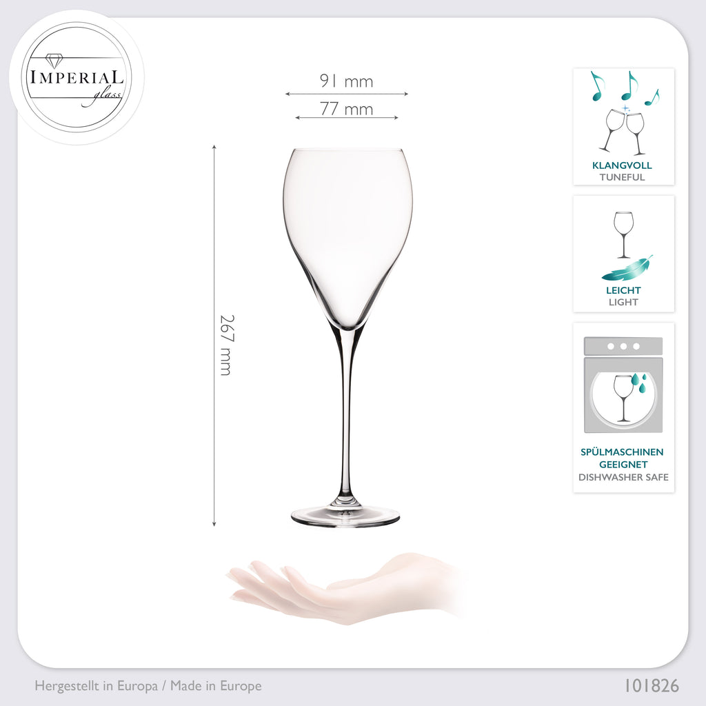 IMPERIAL glass Tropfenförmige Rotweingläser 520ml "Paris" Set 2-Teilig Weingläser aus Crystalline Glas