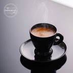 PLATINUX Zestaw filiżanek do espresso – 2 czarne szklanki do espresso ze spodkami szklane 93 ml – Szklanki do kawy Filiżanki