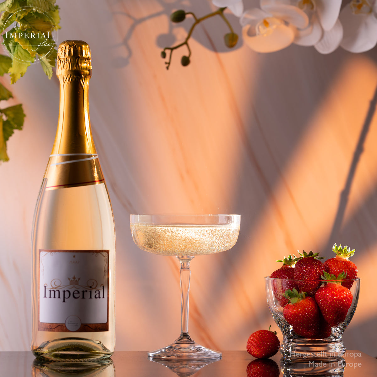 IMPERIAL glass Eckige Sektschalen 260ml Set 4-Teilig "Rio" Champagnergläser aus Crystalline Glas