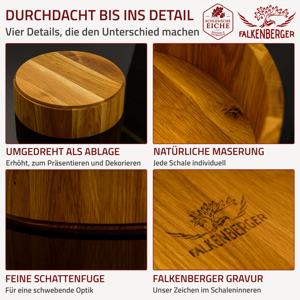 FALKENBERGER Holzschale M Eiche massiv 22,5 x 8,5 cm Handgefertigt