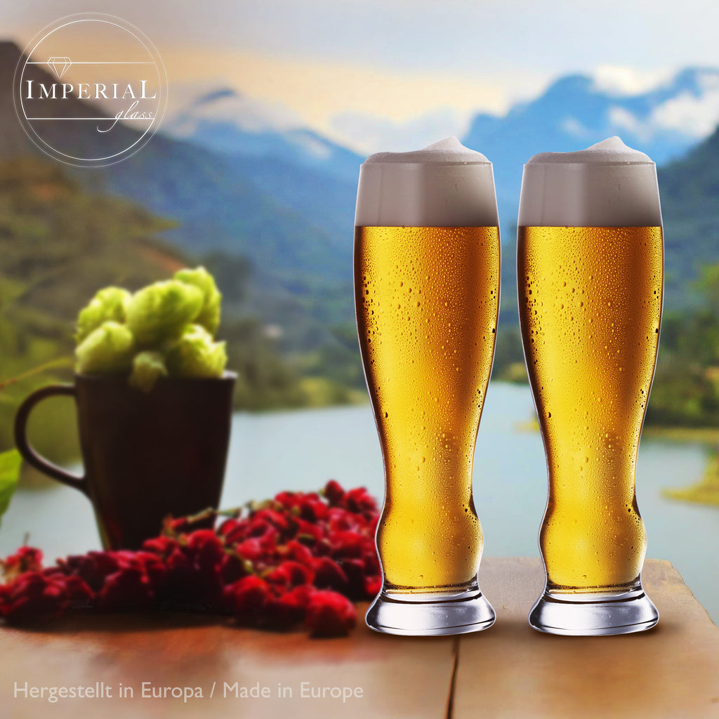 IMPERIAL glass Weizengläser 500ml (max. 600ml) Set 6-Teilig aus Glas 0,5L Spülmaschinenfest