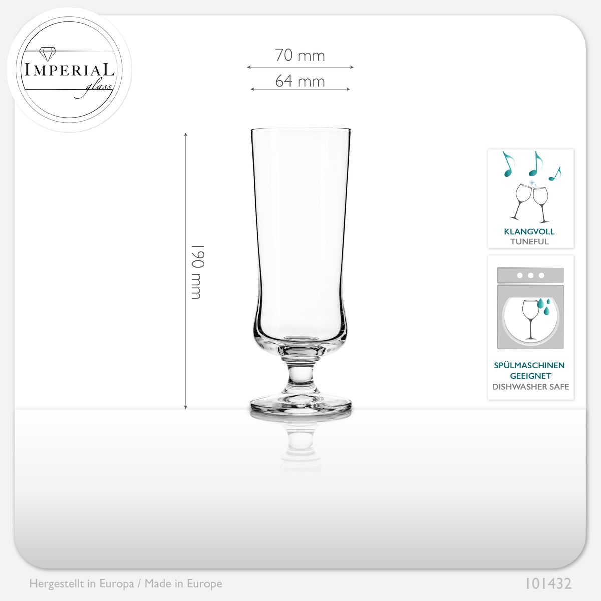 IMPERIAL glass Elegante Cocktailgläser aus Crystalline Glas 300ml Set 6-Teilig