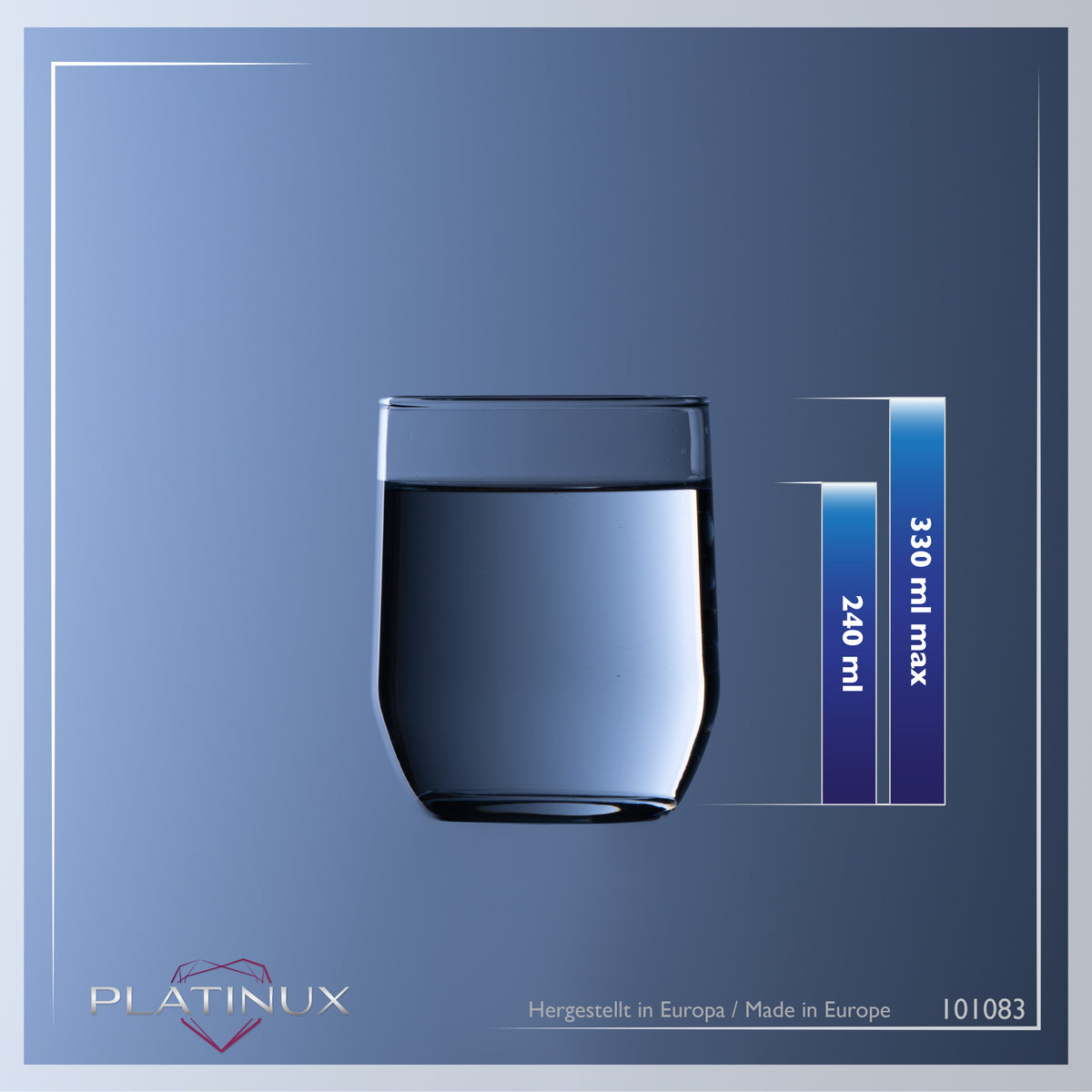PLATINUX Eleganckie szklanki do picia 240ml, zestaw 6 sztuk, szklanki do wody, szklanki do soku