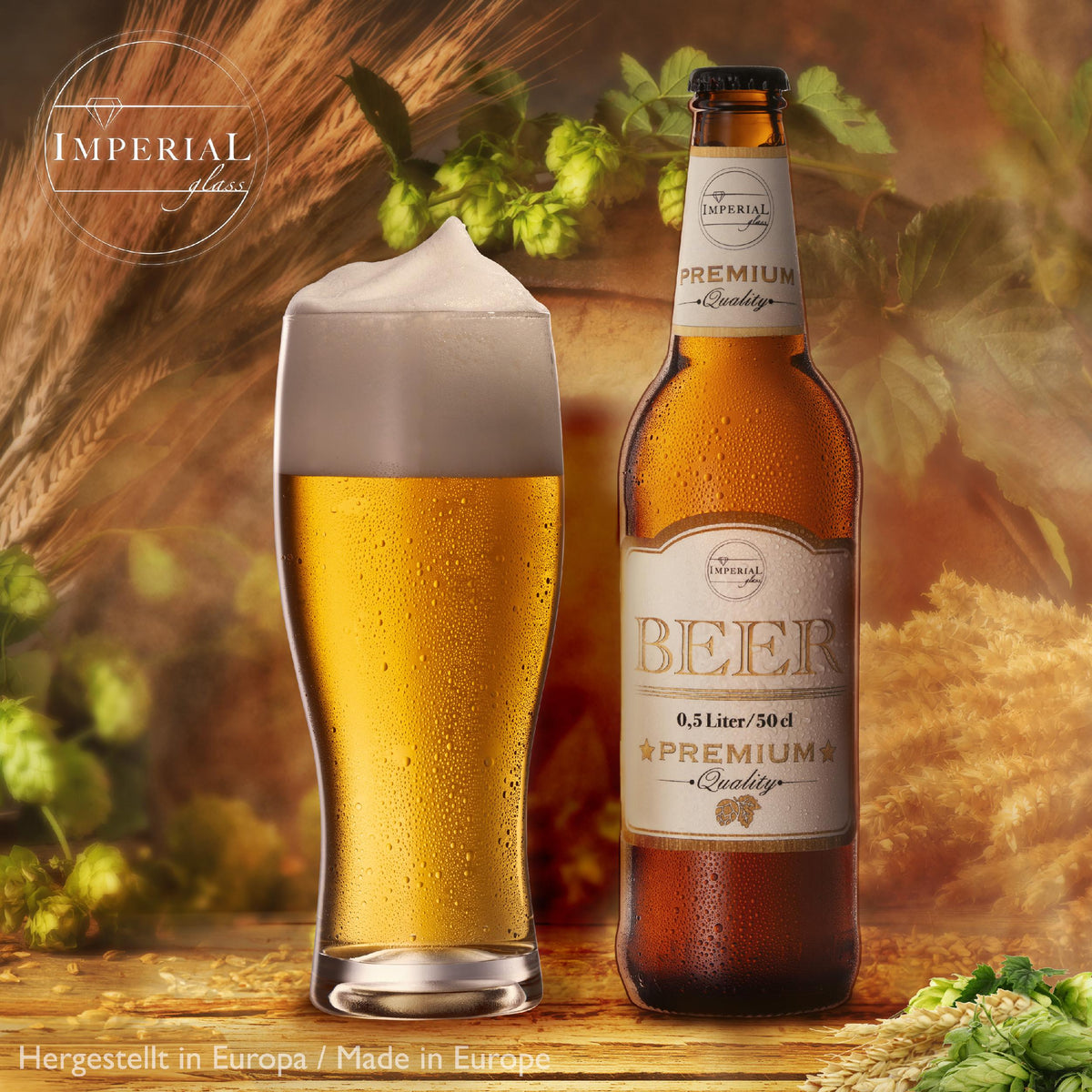 IMPERIAL glass Biergläser 500ml (max. 640ml) Set 6-Teilig 0,5L aus Glas