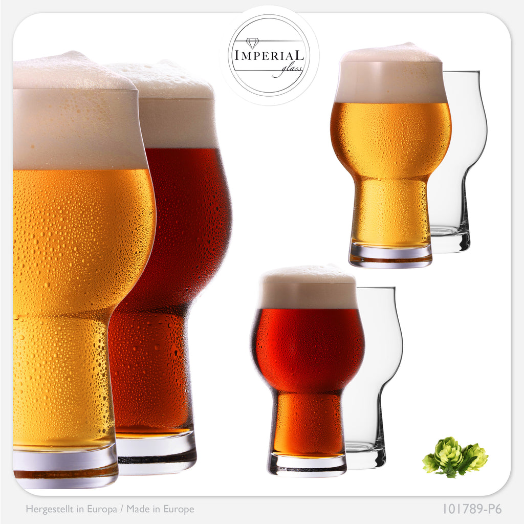 IMPERIAL glass Außergewöhnliche Biergläser aus Glas 500ml Set 6-Teilig Weizengläser 0,5L
