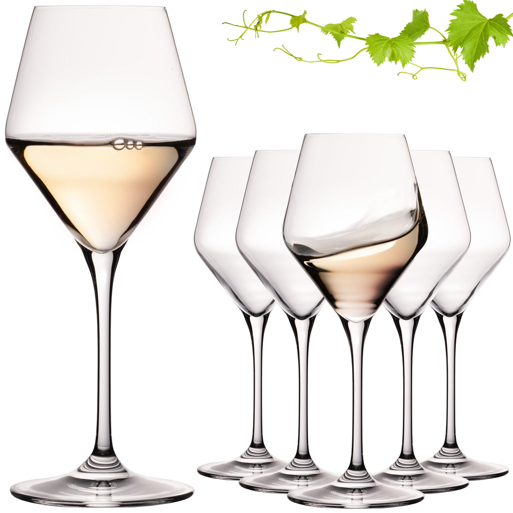 Kieliszki do białego wina IMPERIAL 370 ml seria „Rom” – zestaw 6 sztuk ze szkła kryształowego
