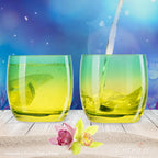 PLATINUX Szklanki do picia zielono-żółte, szklane, kolorowe, zestaw 6 sztuk 200ml (maks. 320ml), szklanki na wodę