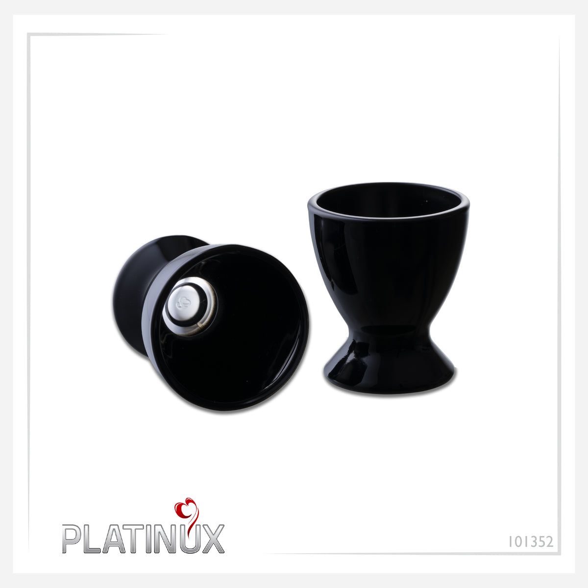 PLATINUX Szklane czarne kieliszki do jajek zestaw 6-częściowy podstawka na jajka max. 35ml