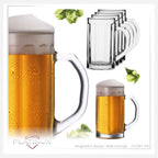 PLATINUX Zestaw 6 kufli do piwa ze szkła z uchem o pojemności 500ml (max. 650ml)