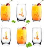 PLATINUX Eleganckie wysokie szklanki z nadrukiem soku 320ml (max. 380ml) Zestaw 6-częściowy szklany
