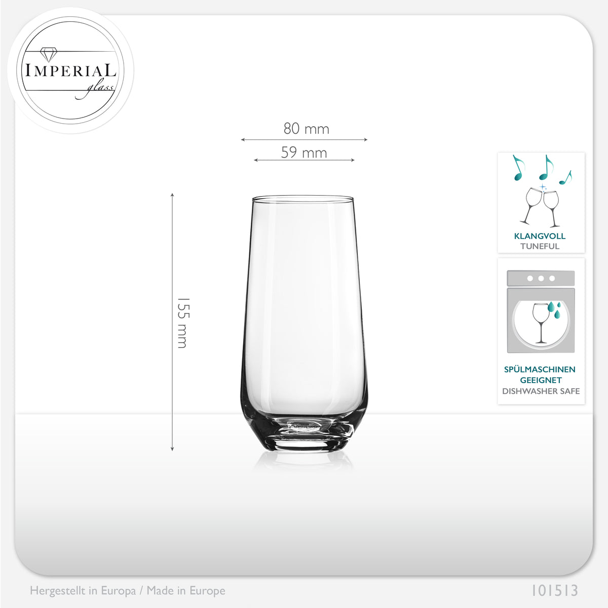 IMPERIAL glass Trinkgläser aus Glas 440ml (max. 520ml) Set 12-Teilig Getränkeglas Wassergläser