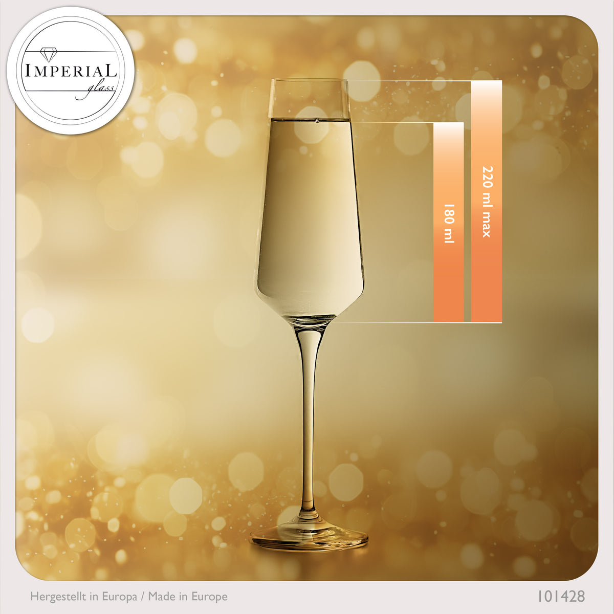 IMPERIAL glass Sektkelche 220ml Serie "Athen" Set 6-Teilig Sektgläser aus Crystalline Glas