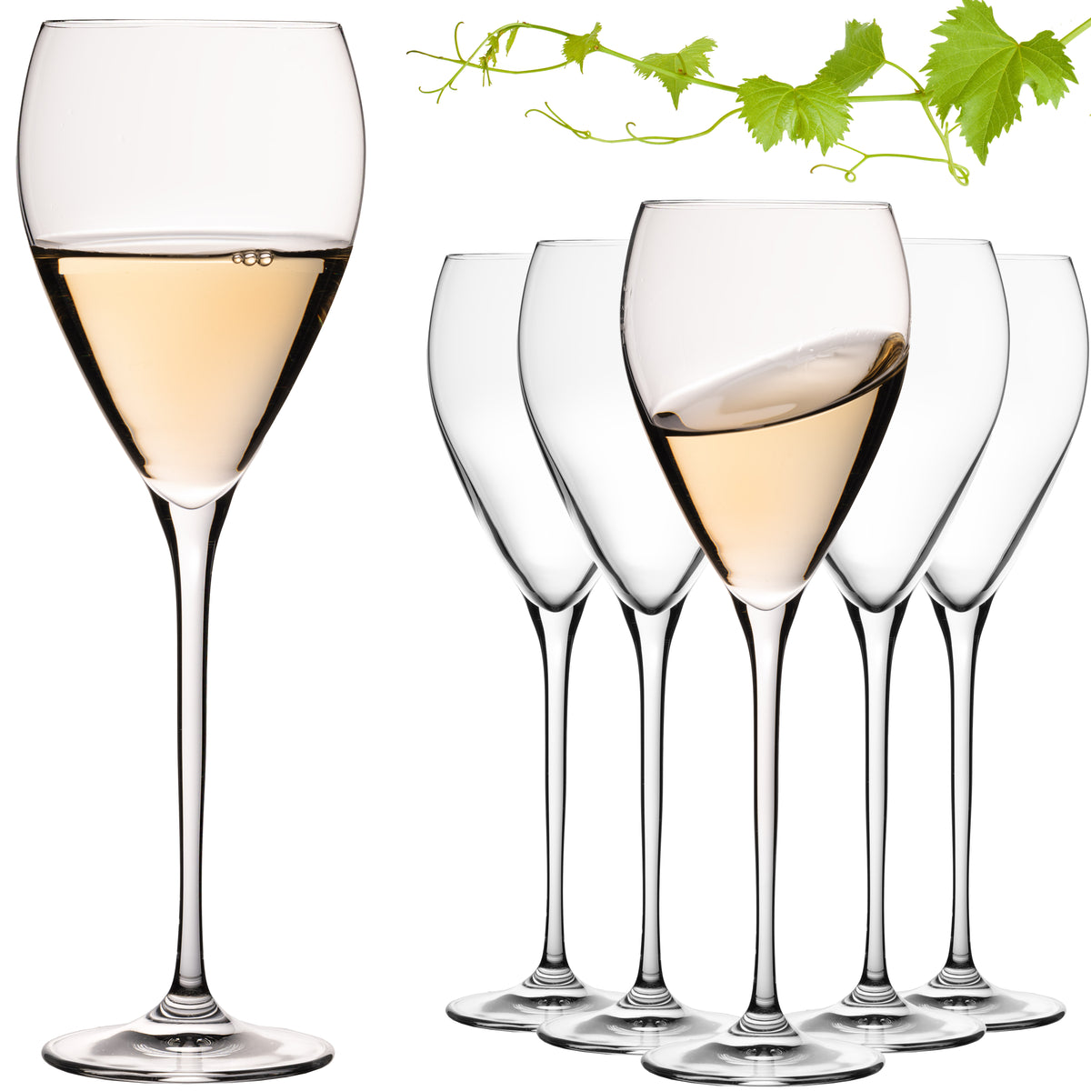 IMPERIAL glass Tropfenförmige Weißweingläser 350ml "Paris" Set 6-Teilig Weingläser aus Crystalline Glas