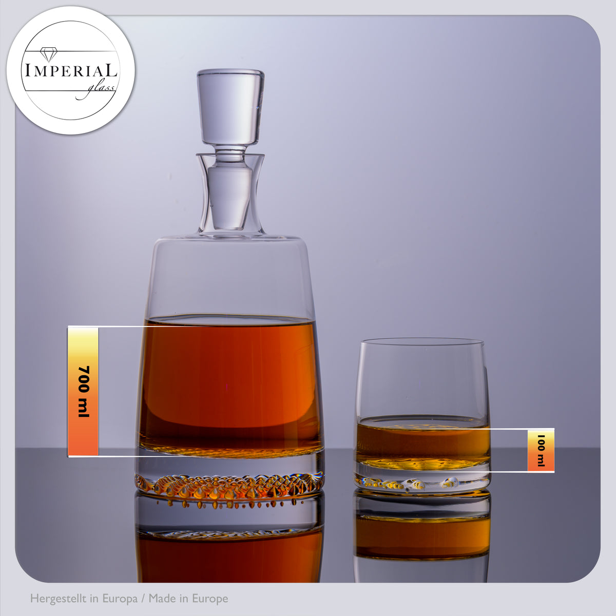 IMPERIAL glass Whiskykaraffe Set mit 6 Whiskygläsern 380ml aus Crystalline Glas "Faro"