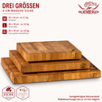 FALKENBERGER Stirnholz Schneidebrett aus massiver Eiche 50 × 35 × 4 cm XL Handgefertigt