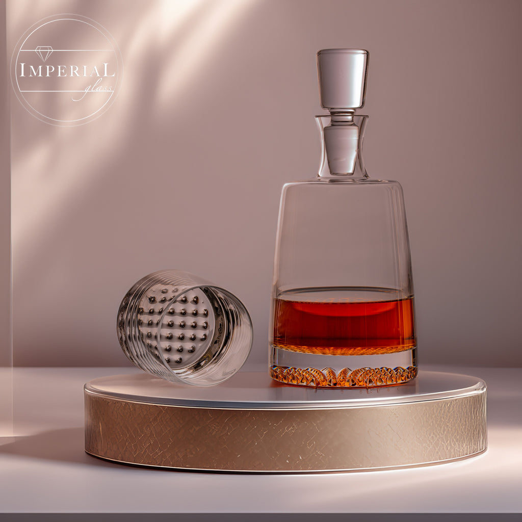 IMPERIAL glass Whiskykaraffe Set mit 6 Whiskygläsern 380ml aus Crystalline Glas "Faro"