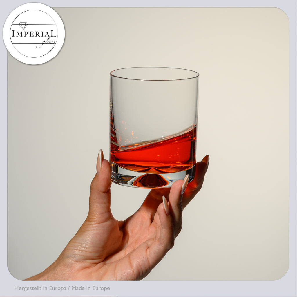 IMPERIAL glass Szklanki 2 sztuki 360ml - Szklanki do whisky z bezołowiowego szkła kryształowego - Szklanki do whisky z designerskim dnem, można myć w zmywarce
