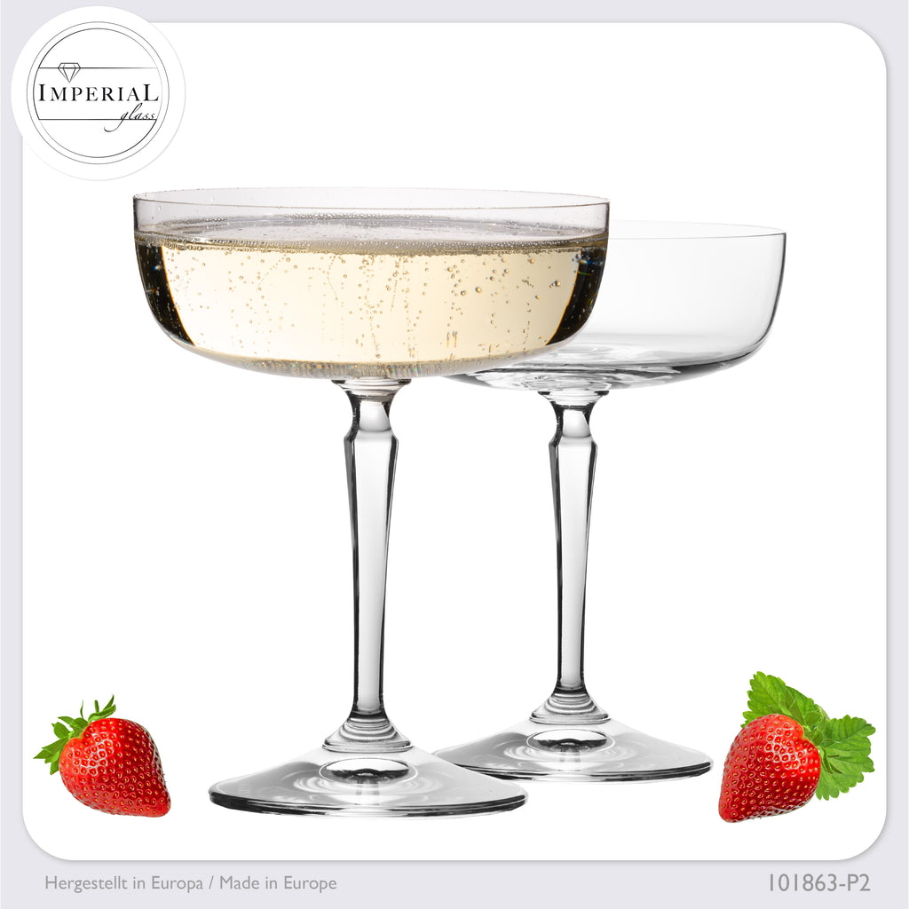 IMPERIAL glass Eckige Sektschalen 260ml Set 2-Teilig "Rio" Champagnergläser aus Crystalline Glas