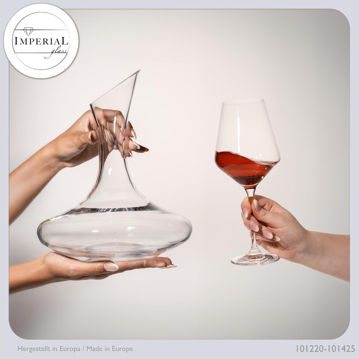 IMPERIAL Weindekanter mit 4er Set Rotweingläser aus Crystalline Glas Serie Athen 2100ml/580ml