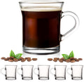 PLATINUX Szklanki do kawy z uchem, szklane 220ml (maks. 280ml) Zestaw 6 sztuk Szklanki do herbaty