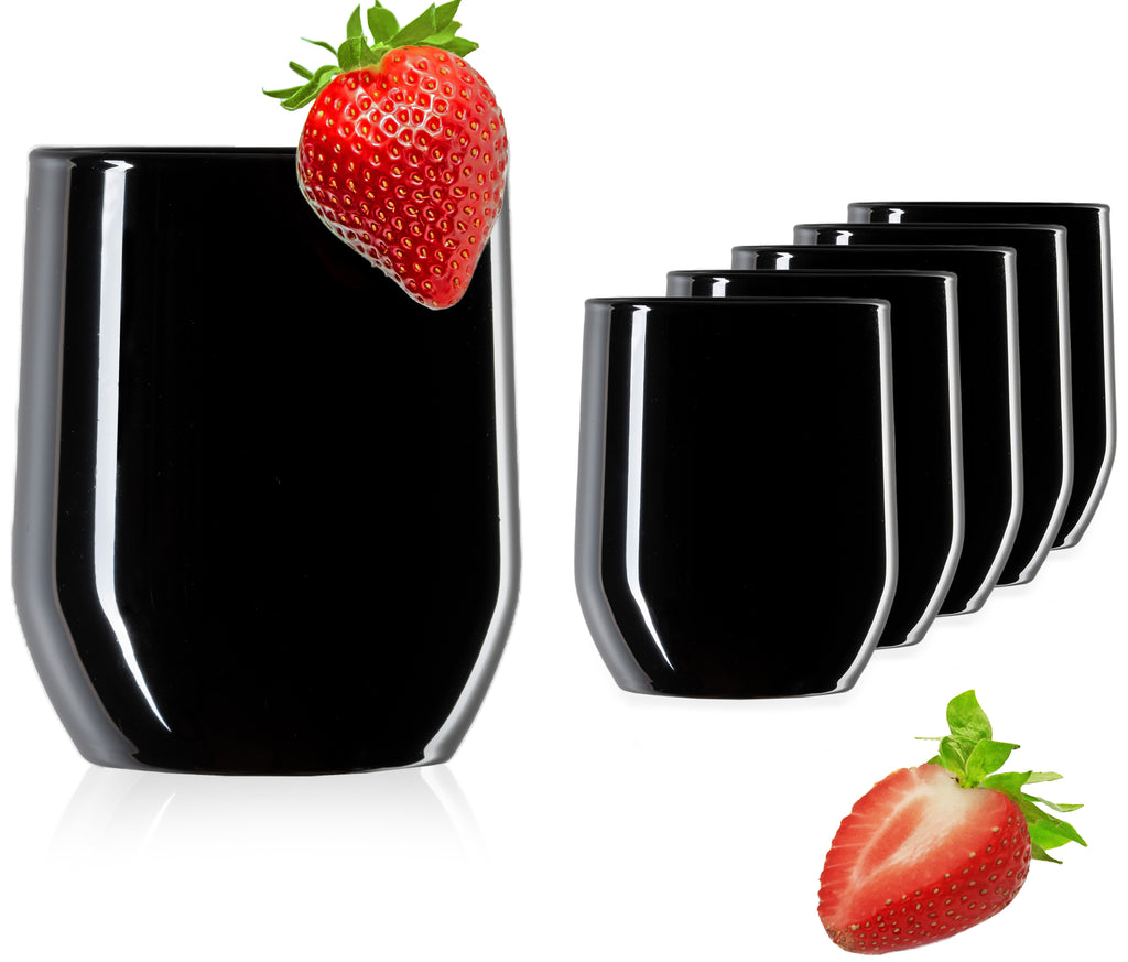 PLATINUX Czarne Eleganckie Szklanki do Napojów 300ml (maks. 330ml) ze Szkła Zestaw 6 Sztuk Szklanki do Wody