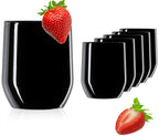 PLATINUX Czarne Eleganckie Szklanki do Napojów 300ml (maks. 330ml) ze Szkła Zestaw 6 Sztuk Szklanki do Wody