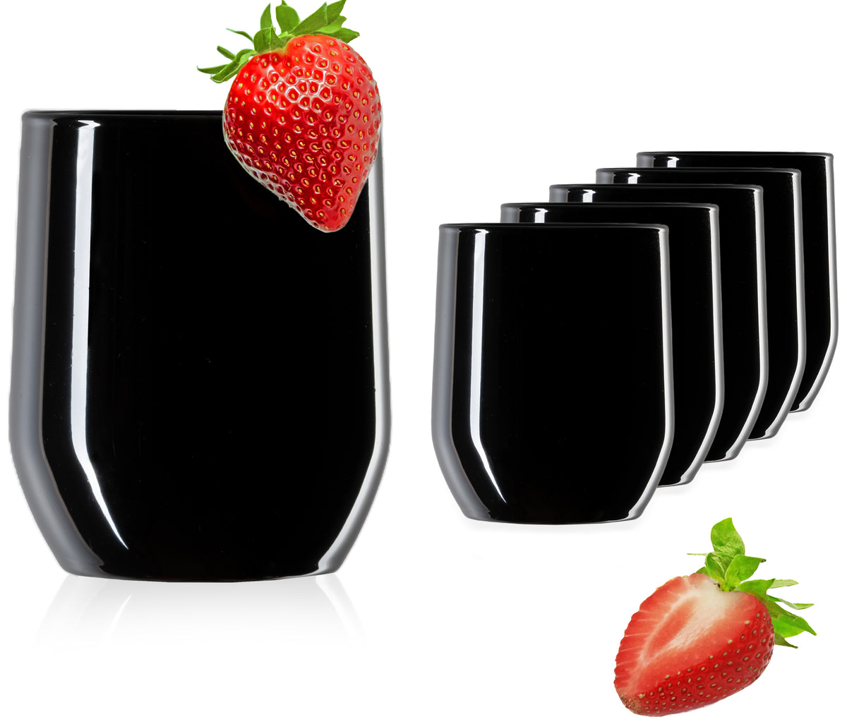 PLATINUX Czarne Eleganckie Szklanki do Napojów 300ml (maks. 330ml) ze Szkła Zestaw 6 Sztuk Szklanki do Wody