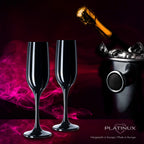 PLATINUX Czarne stabilne kieliszki do szampana Zestaw 6 sztuk 160ml (maks. 210ml) Kieliszki do prosecco szklane