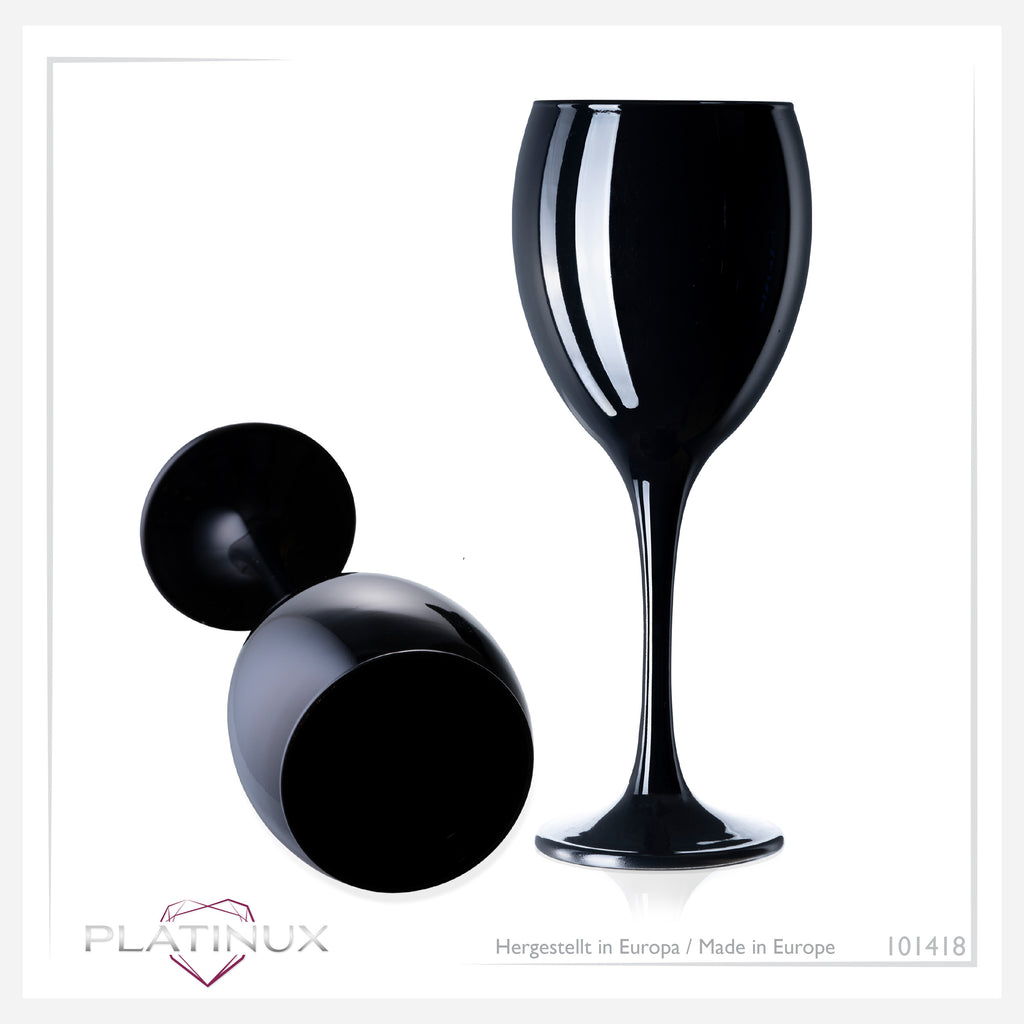 PLATINUX Czarne Szklanki do Wina Zestaw 6 Szklanek do Wody 130 ml (max. 320 ml) Szklanki do Napojów