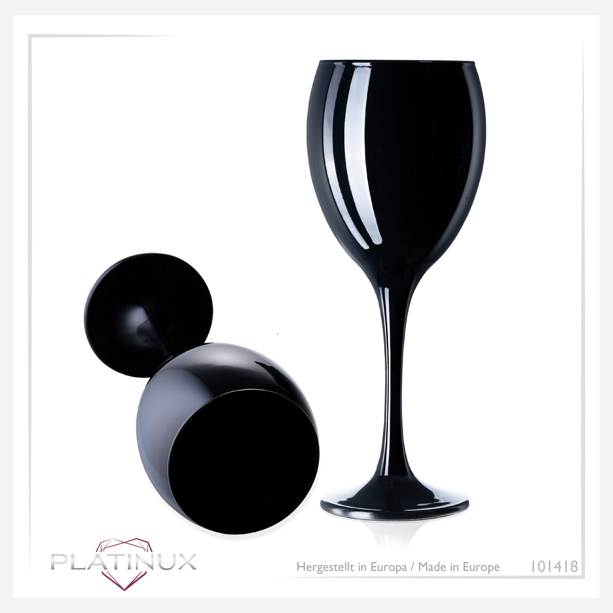 PLATINUX Czarne Szklanki do Wina Zestaw 6 Szklanek do Wody 130 ml (max. 320 ml) Szklanki do Napojów