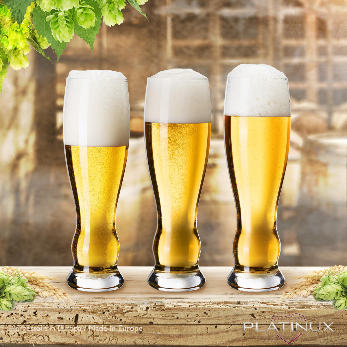 PLATINUX Wysokie szklanki do piwa 500ml (maks. 600ml) Zestaw 6-częściowy Szklanki do piwa pszenicznego ze szkła 0,5L