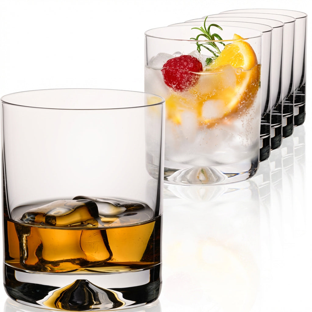 IMPERIAL glass Szklanki 6 sztuk 360ml - Szklanki do whisky z bezołowiowego szkła kryształowego - Szklanki do whisky z designerskim dnem, można myć w zmywarce