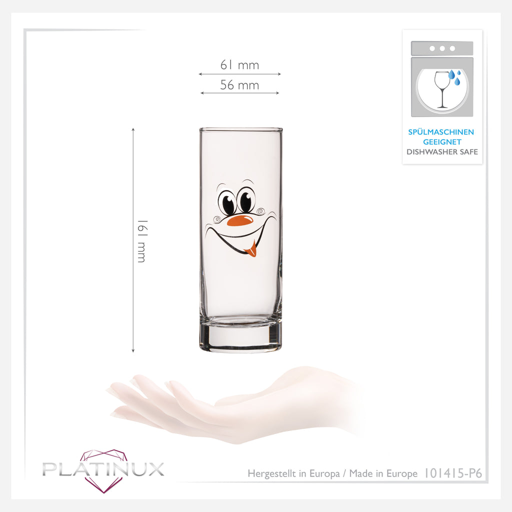 PLATINUX Szklanki do Kölscha szklane 300ml (max. 335ml) Zestaw 6-częściowy z zabawnymi buźkami Szklanki do piwa