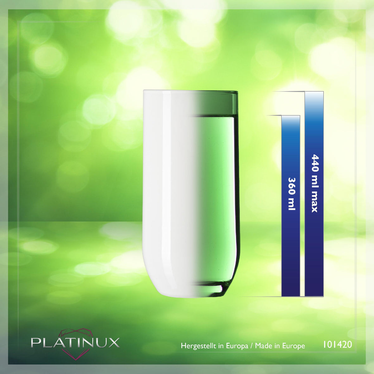 PLATINUX Eleganckie białe szklanki do picia 360ml (max. 440ml) Zestaw 6-częściowy Szklanki do wody