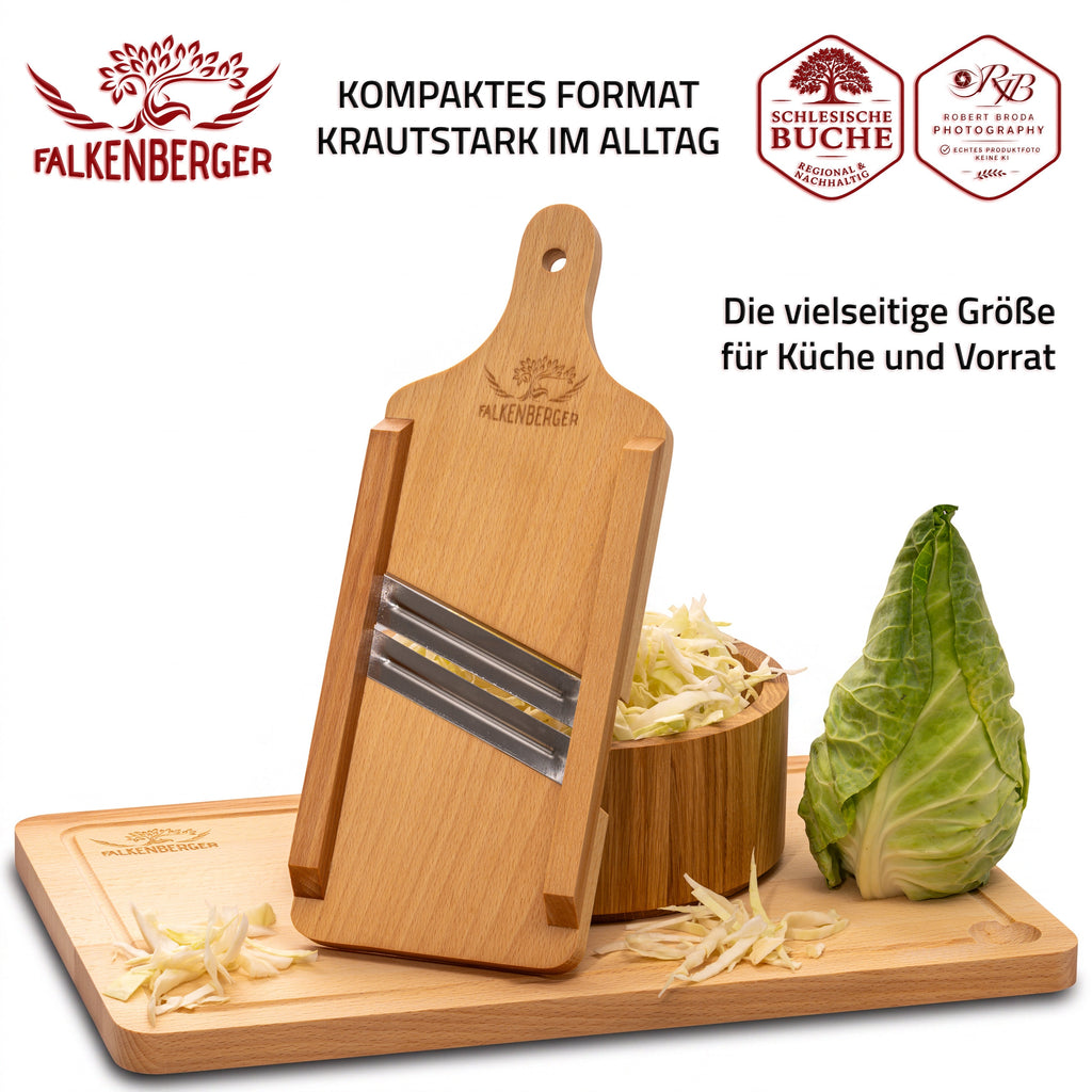 FALKENBERGER Krauthobel S massive Buche, Maße 36 × 13,5 × 3,5 cm Handgefertigt