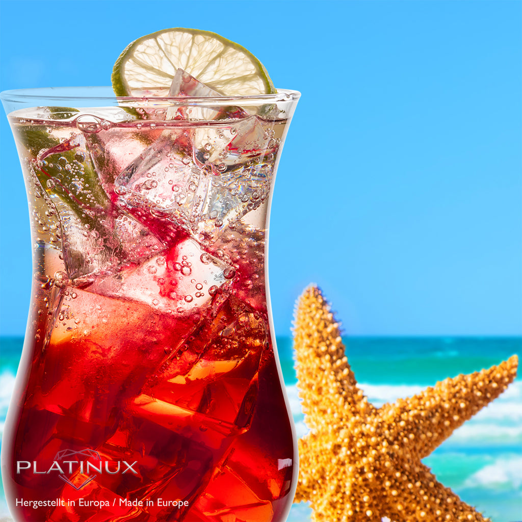 PLATINUX Zestaw szklanek koktajlowych 6 sztuk 400 ml (maks. 470 ml) Szklanki do drinków Szklanki barowe Hurricane Duże (przezroczyste)