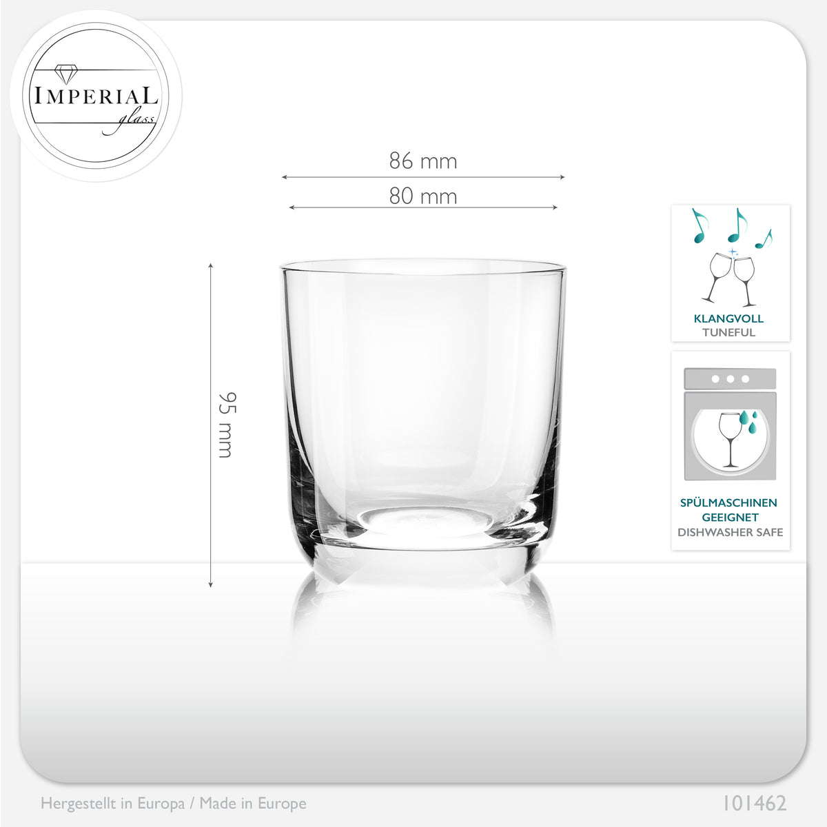 IMPERIAL glass Trinkgläser aus Glas 225ml (max.330ml) Set 12-Teilig Whiskeygläser