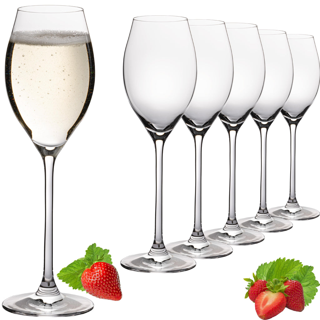 IMPERIAL glass Proseccogläser 230ml (max. 290ml) Set 6-Teilig "Havanna" Sektgläser aus Crystalline Glas Spülmaschinenfest