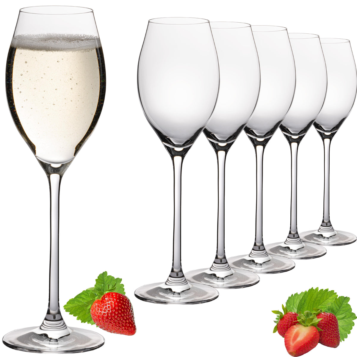 IMPERIAL glass Proseccogläser 230ml (max. 290ml) Set 6-Teilig "Havanna" Sektgläser aus Crystalline Glas Spülmaschinenfest