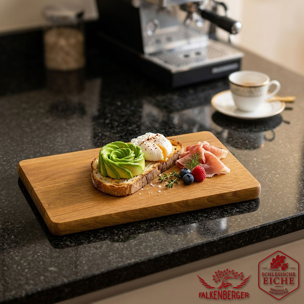 FALKENBERGER Frühstücksbrettchen 6er Set massive Eiche, 24 × 14 × 1,6 cm Handgefertigt