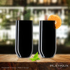 PLATINUX Czarne Eleganckie Szklanki do Napojów 360ml (max. 440ml) Zestaw 6 sztuk Szklanki do Wody, Szklanki do Soków