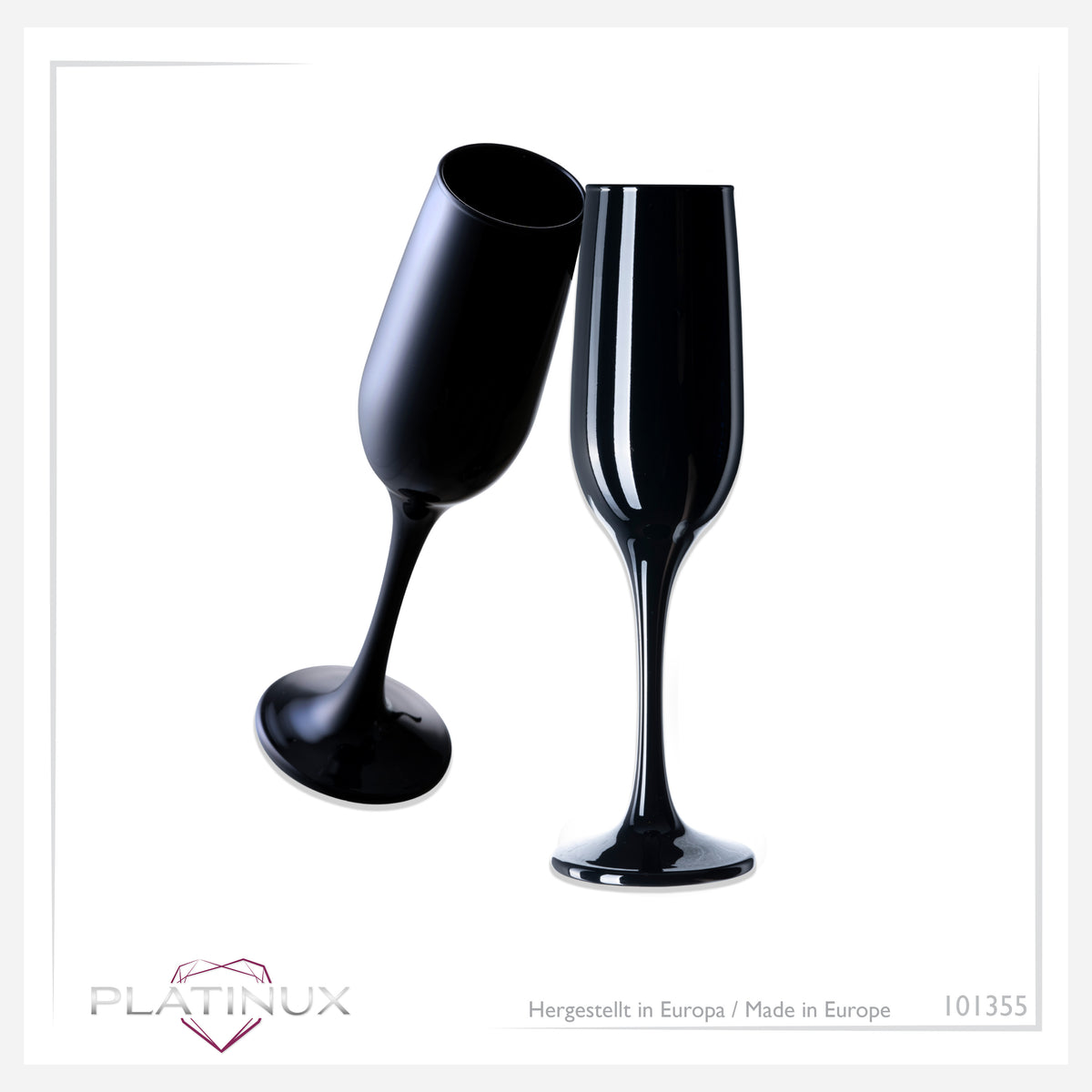PLATINUX Czarne stabilne kieliszki do szampana Zestaw 6 sztuk 160ml (maks. 210ml) Kieliszki do prosecco szklane