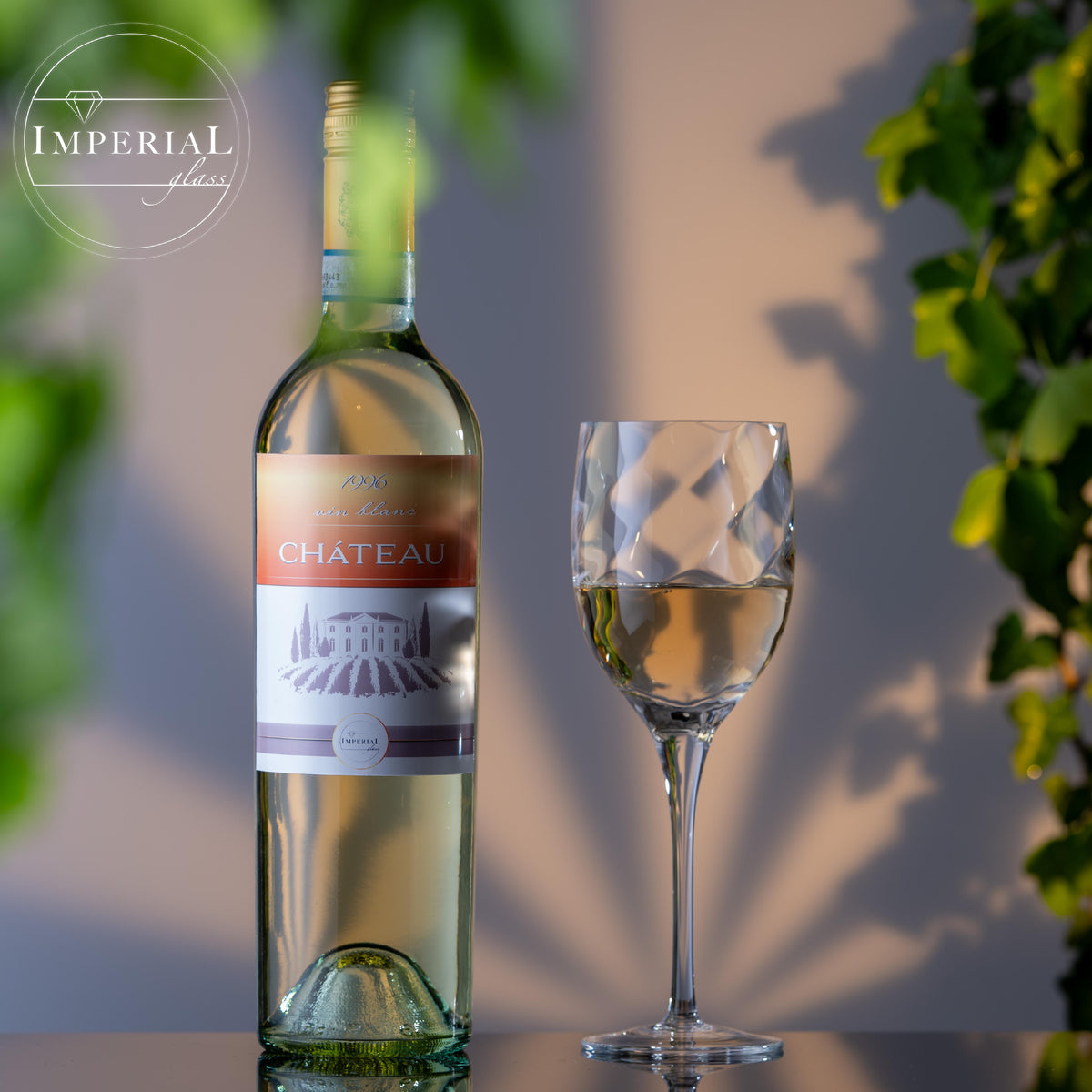 IMPERIAL Weißweingläser 290ml Set mit 6 Weingläsern aus Crystalline Glas mit Rautenmusterung „Glamour“ handgefertigt