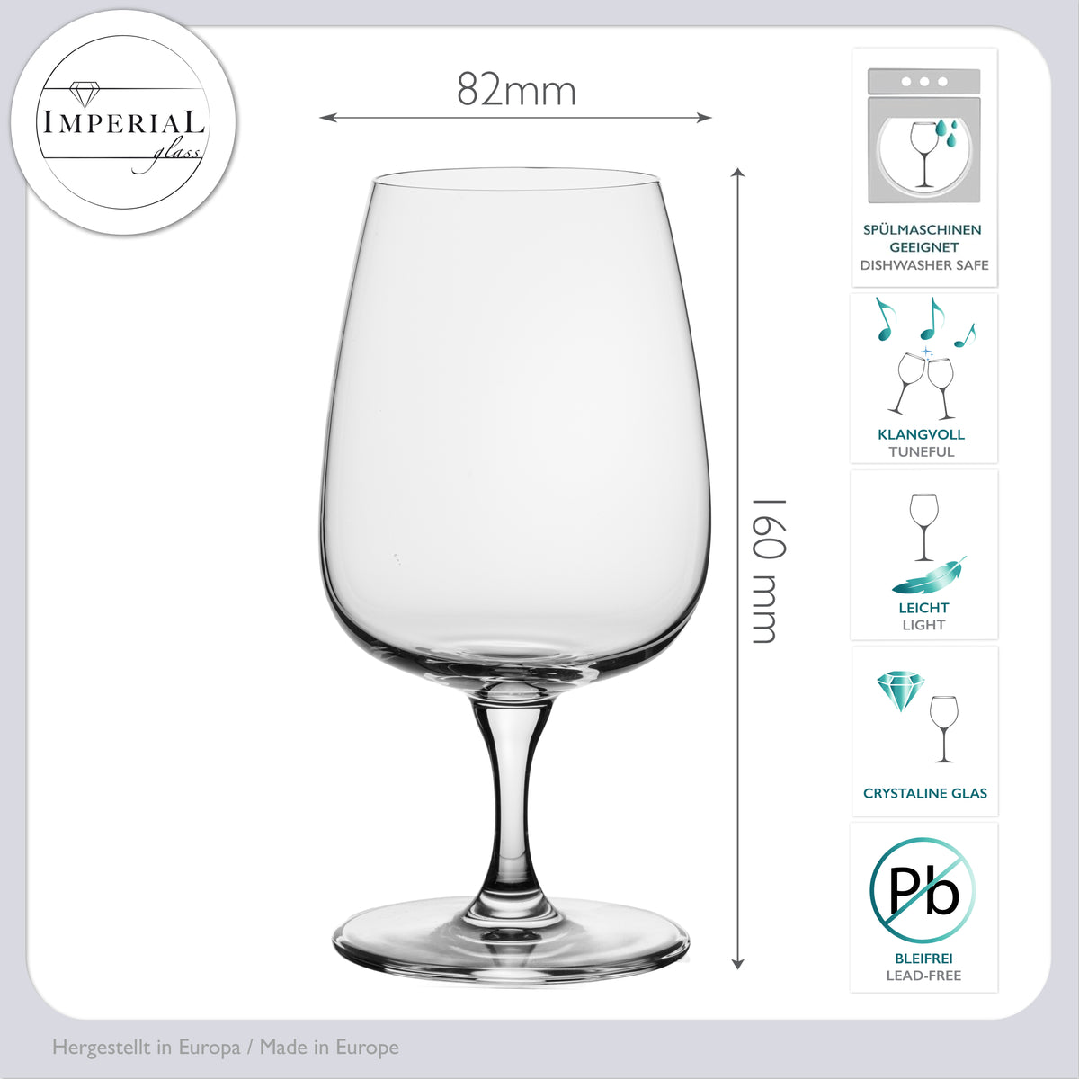 IMPERIAL glass eckige Wassergläser mit Stiel 4er Set aus Crystalline Glas 330ml "Milano" Spülmaschinenfest