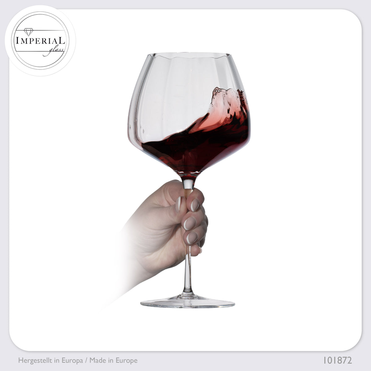 IMPERIAL glass Große Rotweingläser gewellt 930ml Set 4-Teilig "Cali" Bauchige Burgundergläser aus Crystalline Glas Handmade
